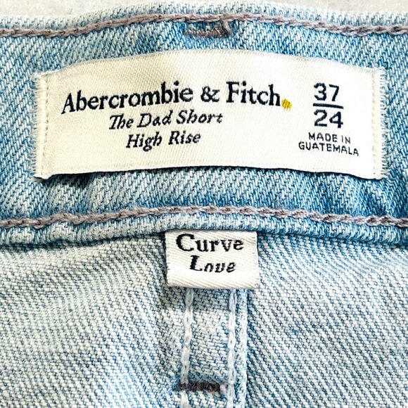 Abercrombie & Fitch Women White Blue The Dad Denim Short High Rise Plus Size 24 - Picture 4 of 9